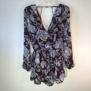 ASTR Maroon & White Floral Romper